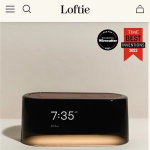 Loftie alarm clock in color coffee + dark dots